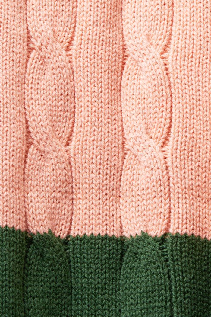 Striped Dolphin Logo Cable Knit Sweater, PINK, detail image number 7