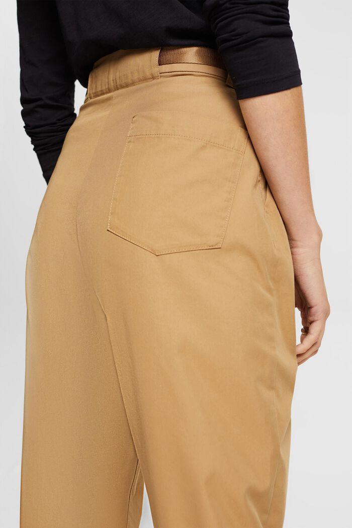 Balloon fit trousers with elasticated hem, KHAKI BEIGE, detail image number 4