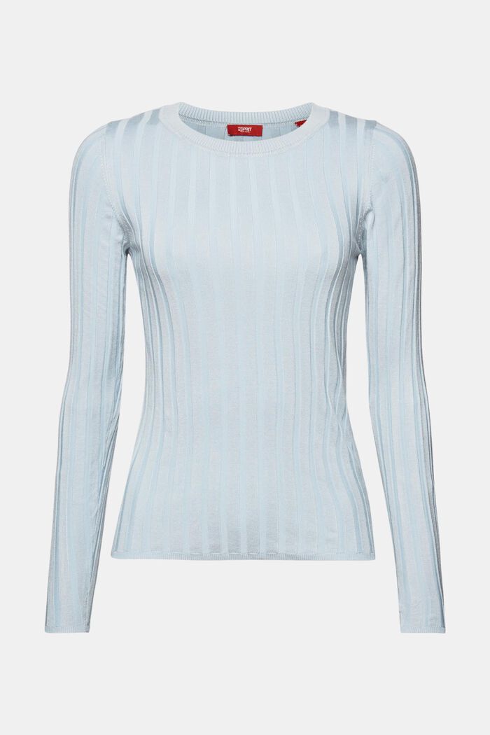 Ribbed-Knit Sweater, LIGHT BLUE, detail image number 7