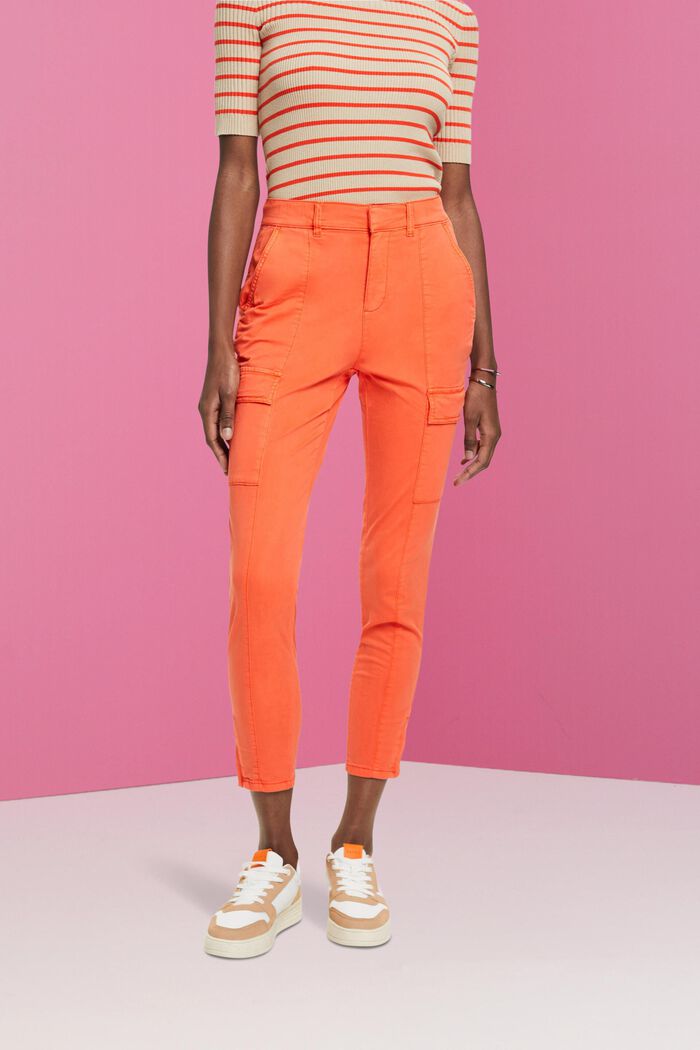 Mid-rise cargo-style trousers, ORANGE RED, detail image number 0