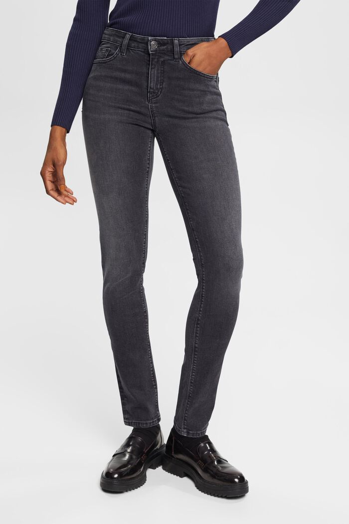Mid-rise slim fit stretch jeans, BLACK MEDIUM WASHED, detail image number 0