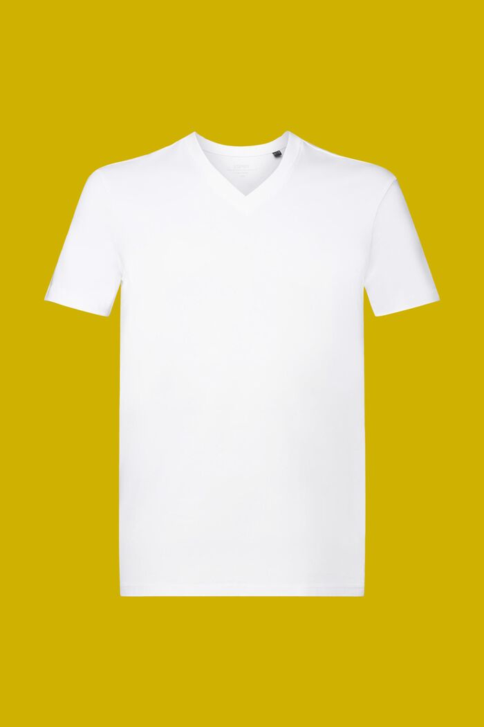 V-neck T-shirt, pima cotton, WHITE, detail image number 6