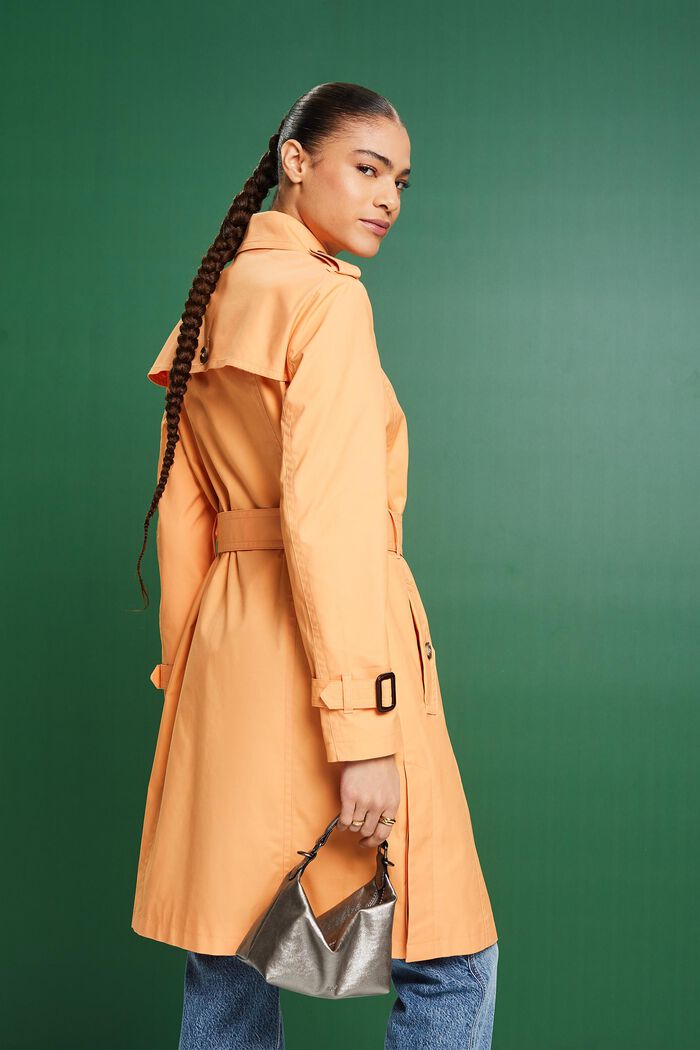 Belted Double-Breasted Trench Coat, PASTEL ORANGE, detail image number 2