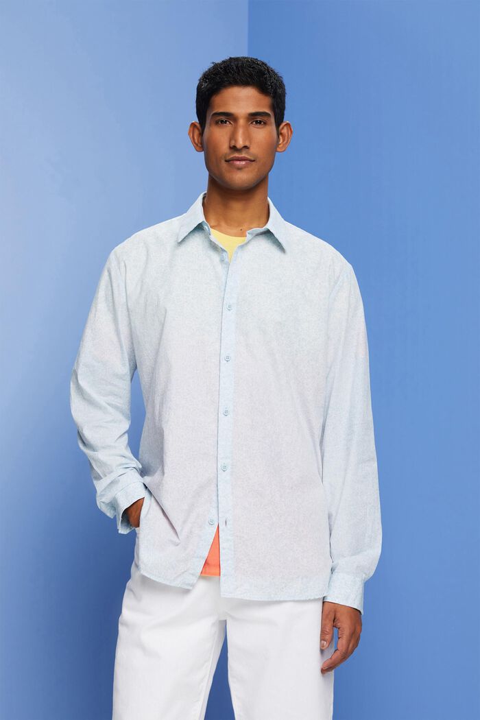 Patterned shirt, 100% cotton, LIGHT BLUE LAVENDER, detail image number 0