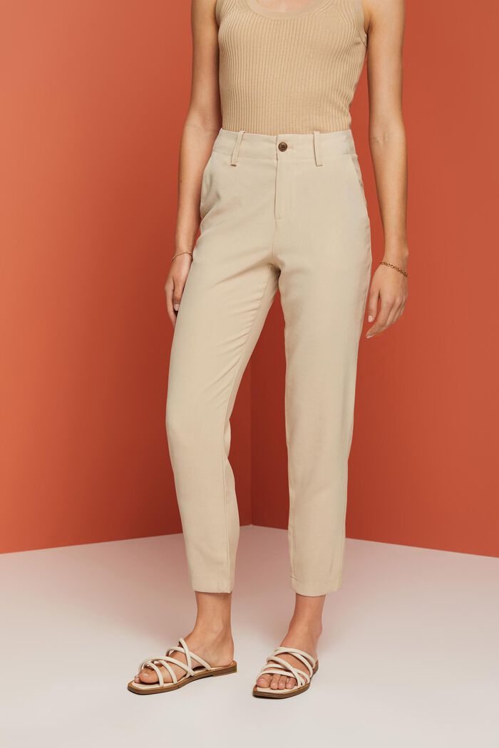 Cropped trousers, LENZING™ ECOVERO™, SAND, detail image number 0