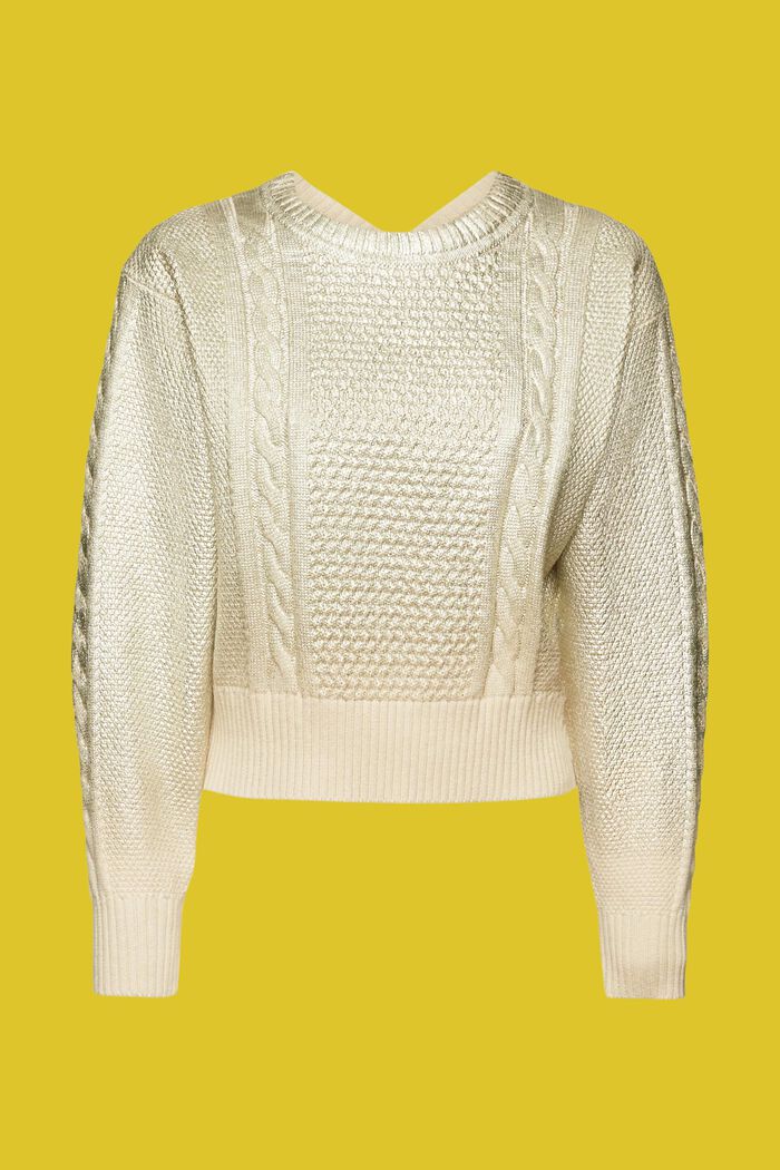 Metallic cable knit jumper, GOLD, detail image number 6