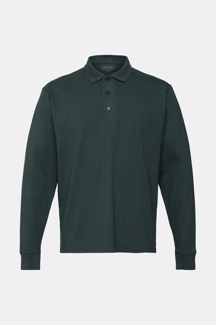 Long sleeve polo shirt, DARK TEAL GREEN, detail image number 5