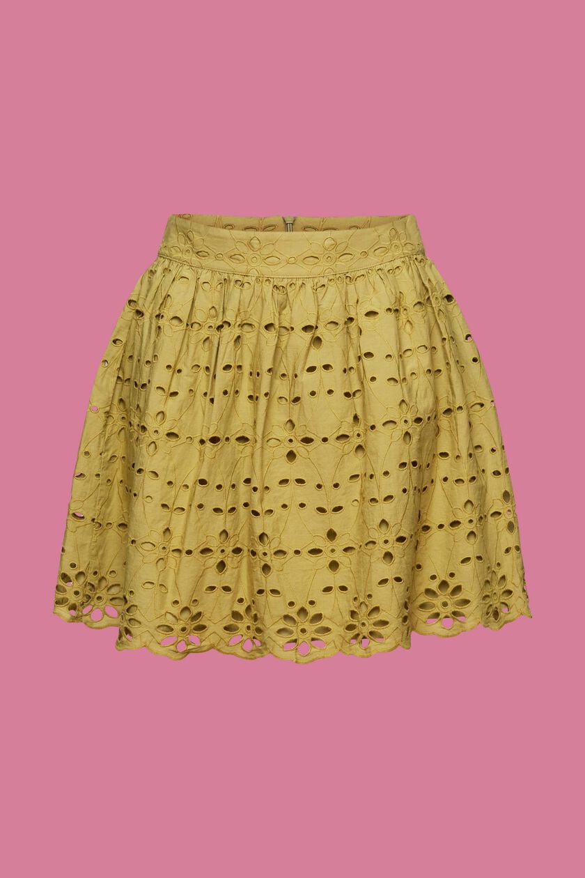 Eyelet embroidered mini skirt, 100% cotton