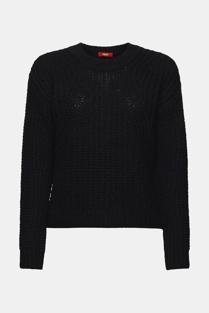 Rib Knit Sweater, BLACK, detail image number 6