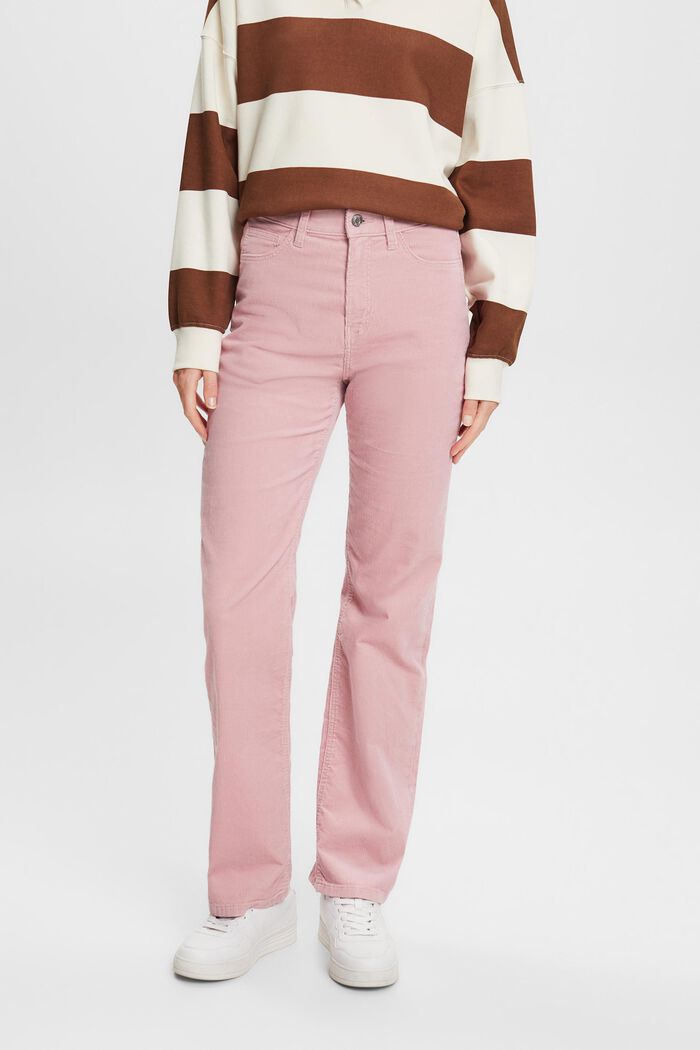High-Rise Straight Fit Corduroy Trousers, OLD PINK, detail image number 0