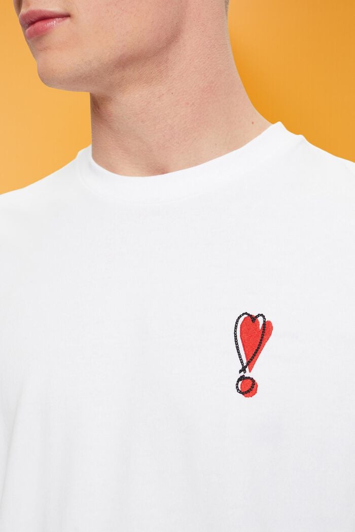 Sustainable cotton T-shirt with heart motif, WHITE, detail image number 2