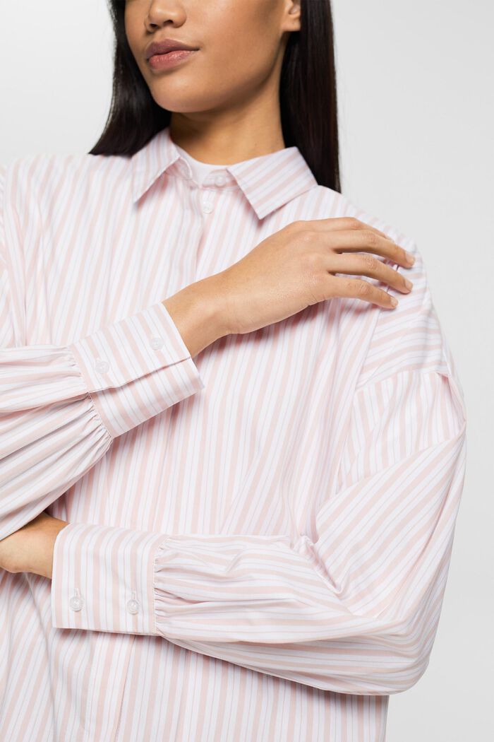 Striped oversized high low blouse, WHITE, detail image number 2