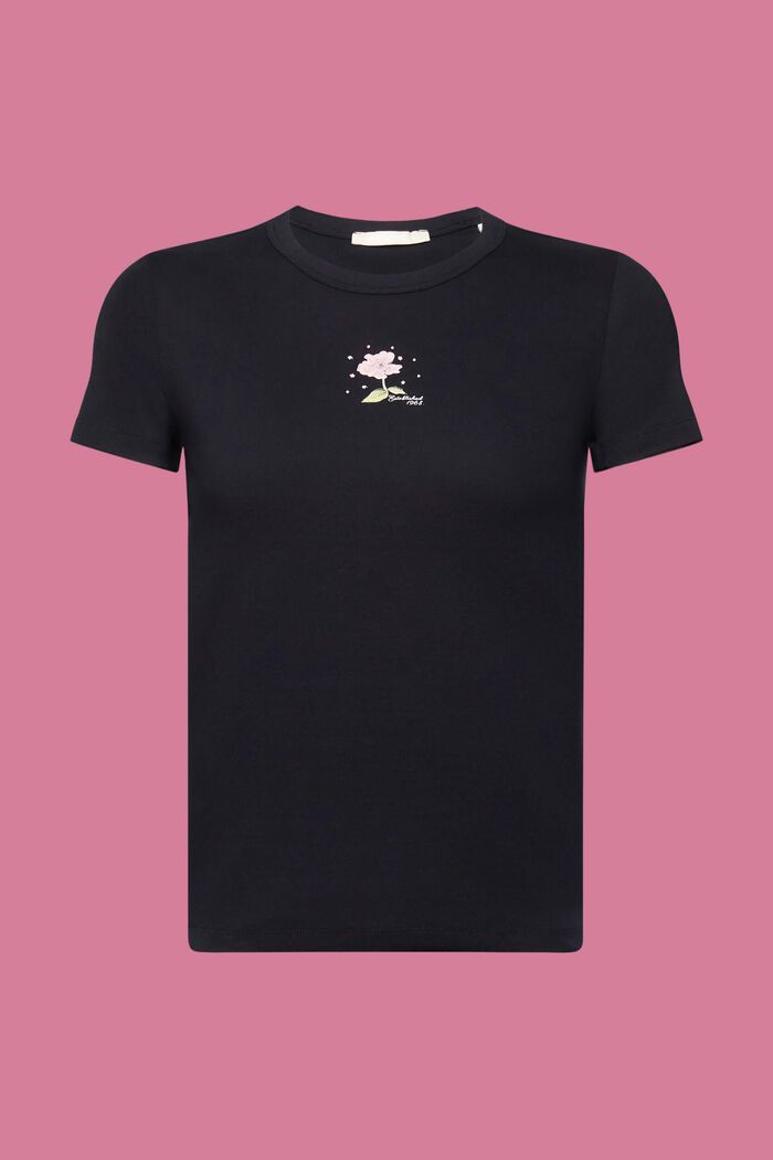 T-shirt with front print, BLACK, detail image number 7