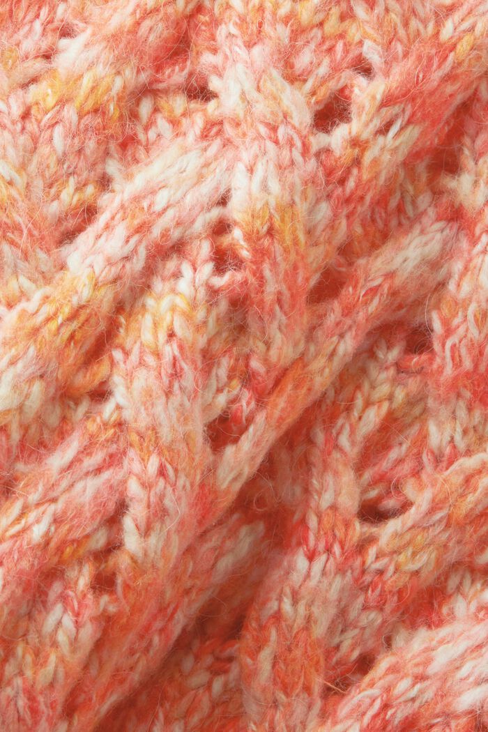 Striped Cable Knit Sweater, BRIGHT ORANGE, detail image number 5