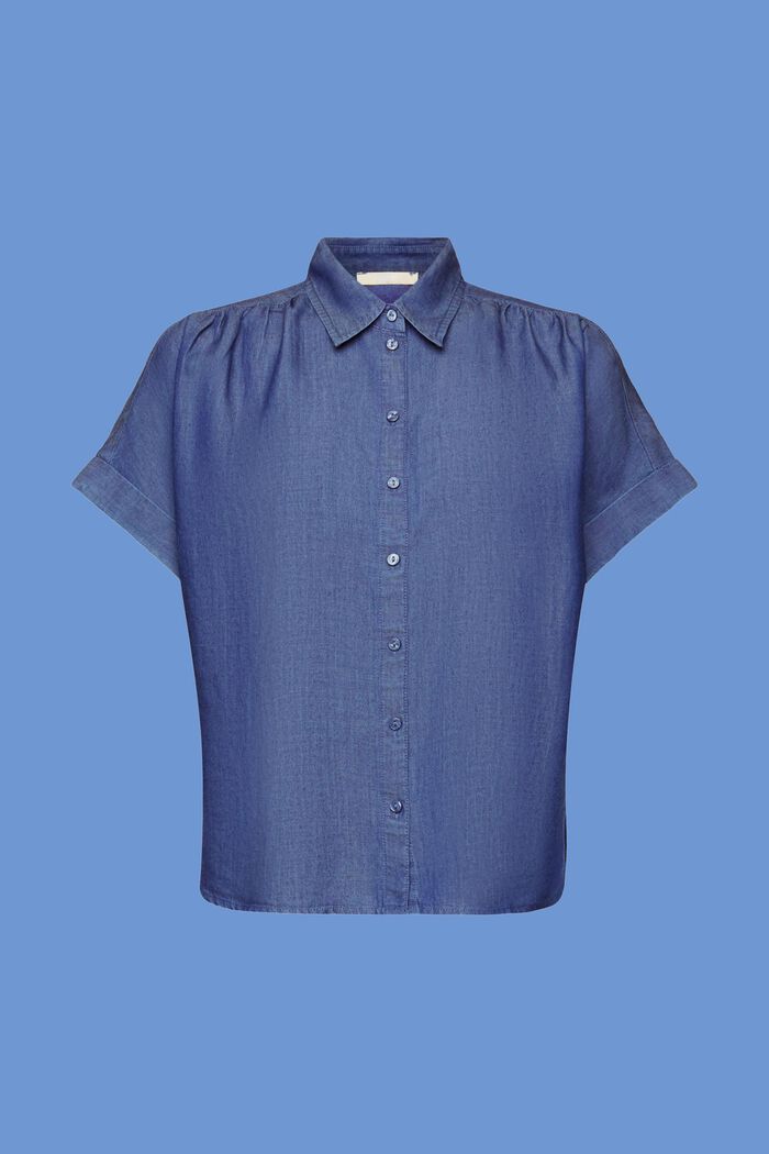 Oversized shirt blouse, TENCEL™, BLUE DARK WASH, detail image number 7
