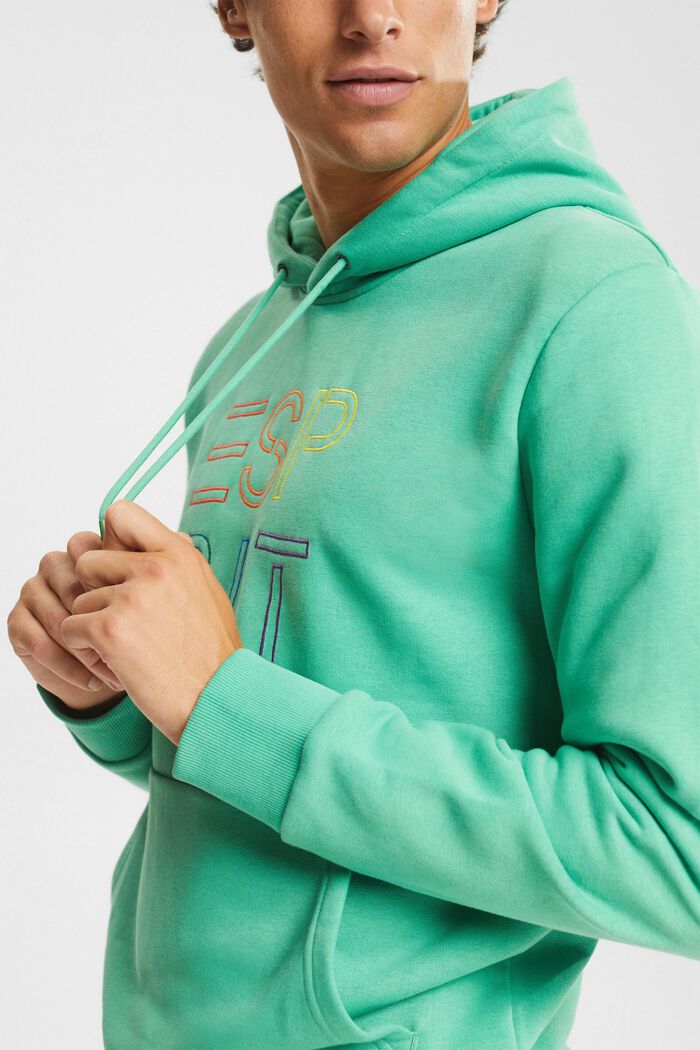 Made of recycled material: hoodie with logo embroidery, GREEN, detail image number 0