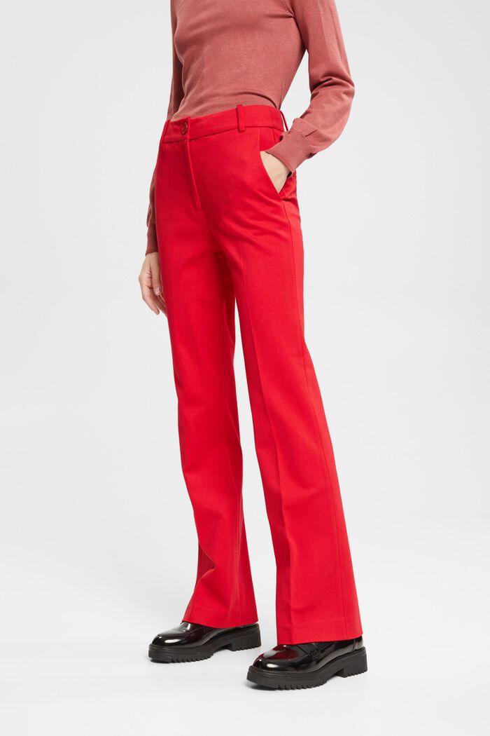Stretchy high-rise bootcut trousers, DARK RED, detail image number 0