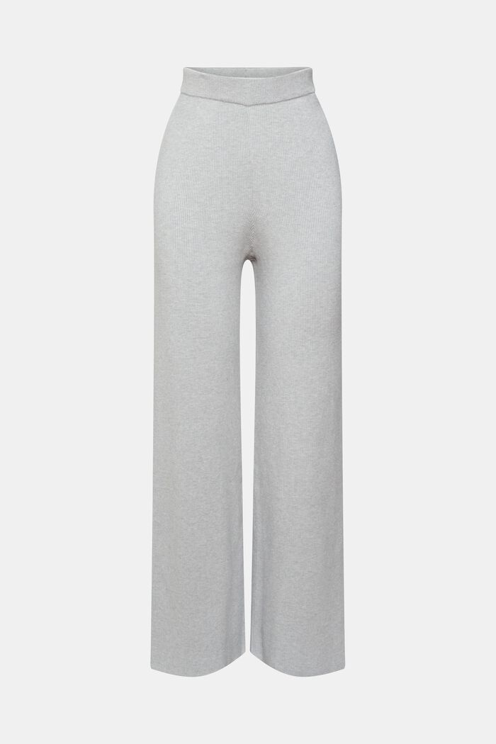 High-rise rib knit trousers, LIGHT GREY, detail image number 5