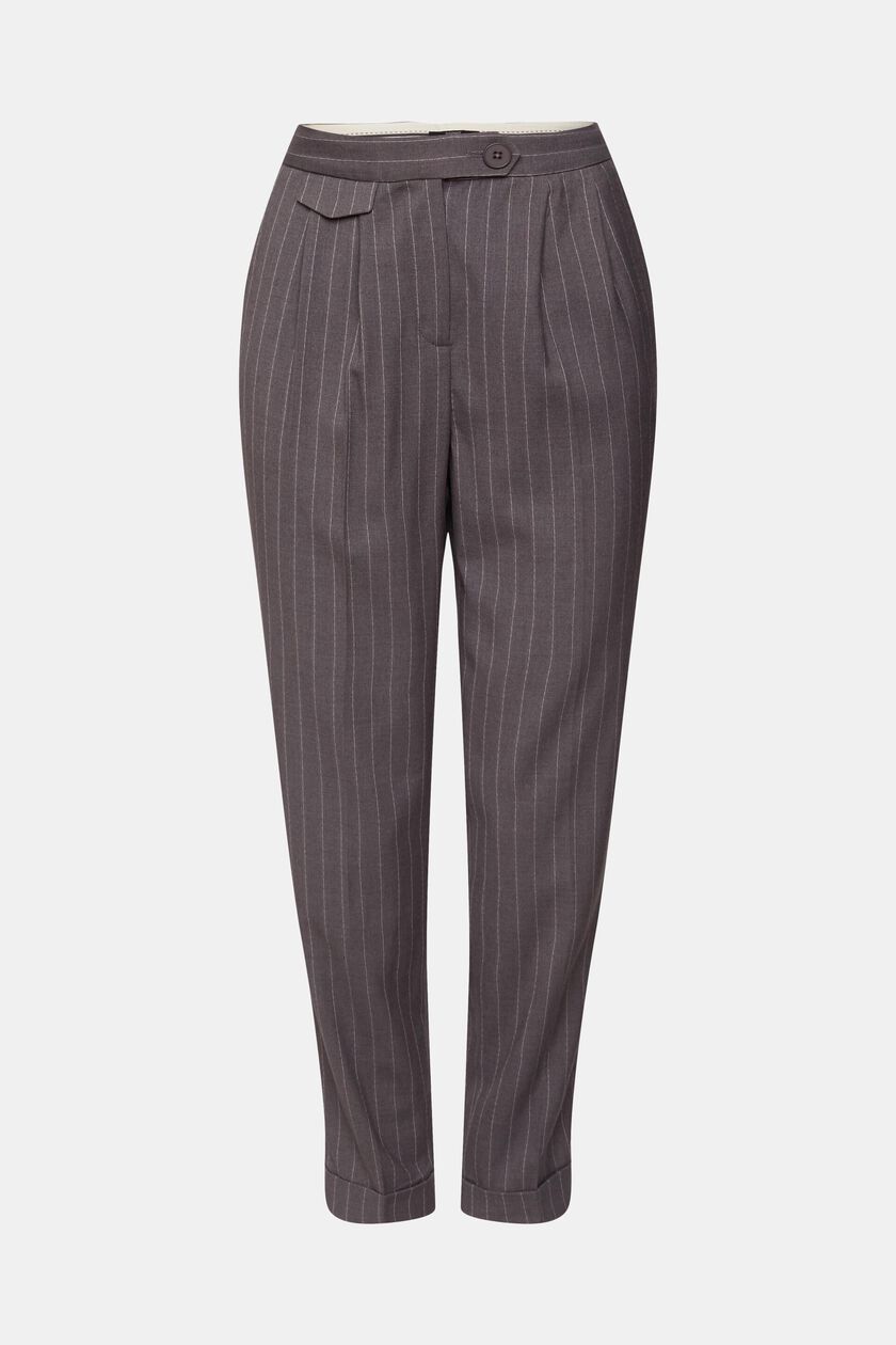 Cropped trousers with pinstripes