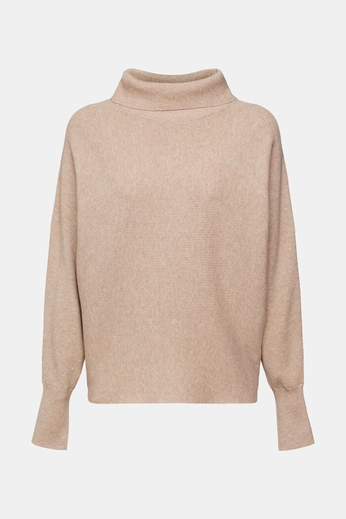 Batwing jumper with polo neck, LIGHT TAUPE, detail image number 5