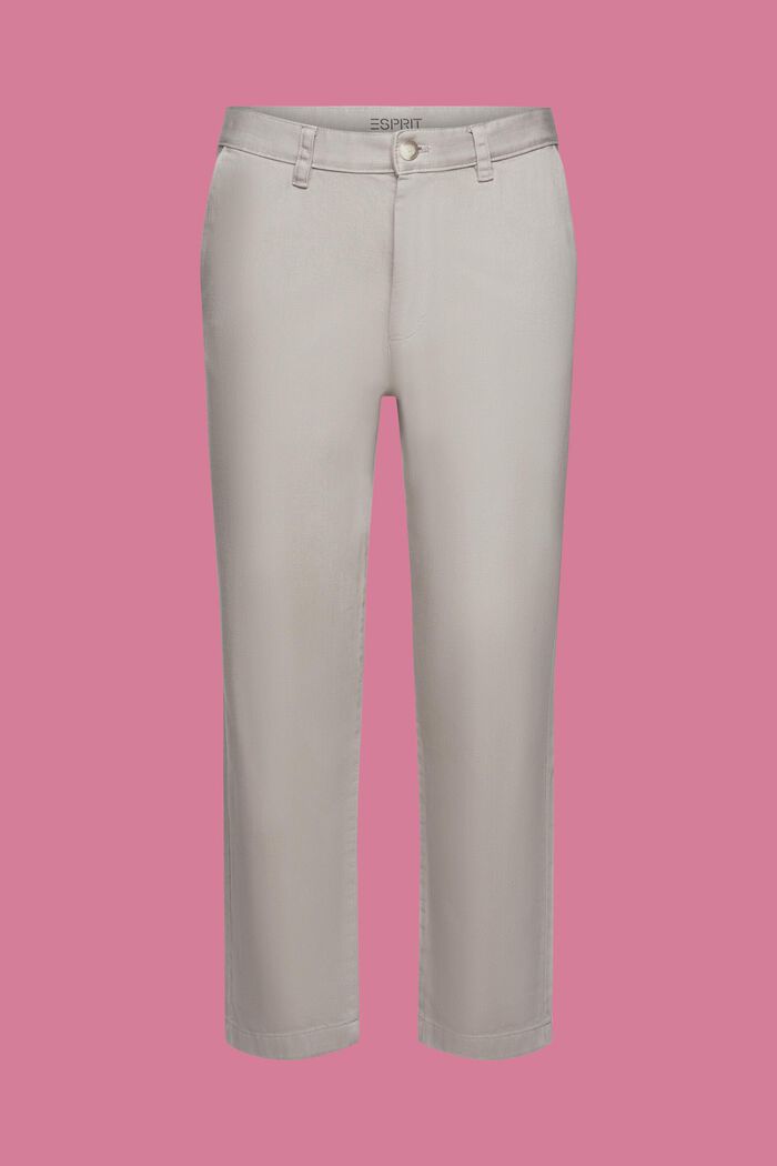 Loose tapered fit cotton trousers, LIGHT GREY, detail image number 7