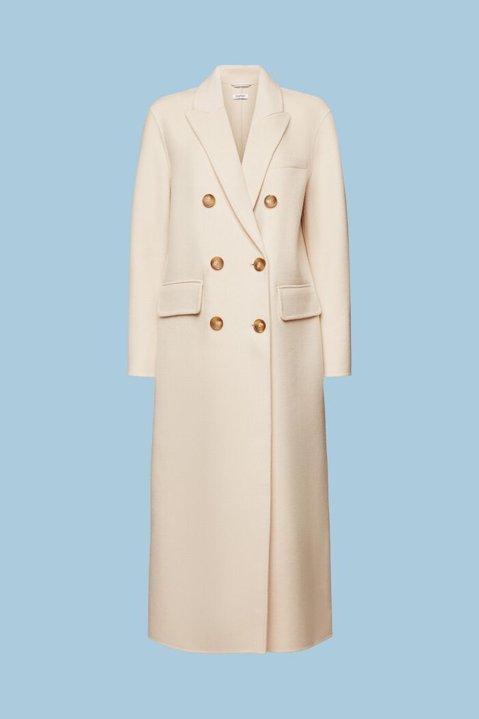 Wool-Cashmere Double-Breasted Coat, CREAM BEIGE, detail image number 6