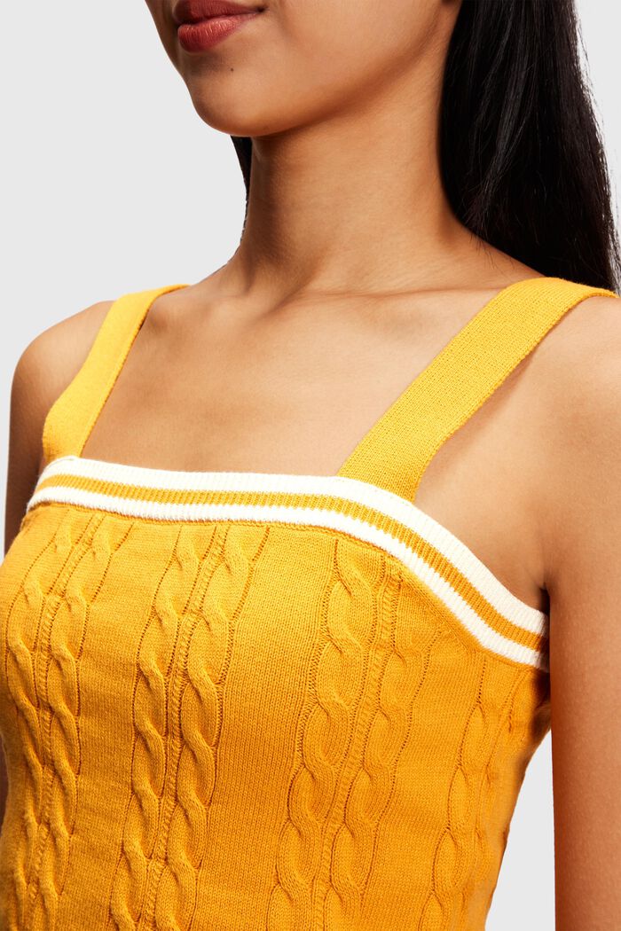 Dolphin logo cable sweater camisole, YELLOW, detail image number 2