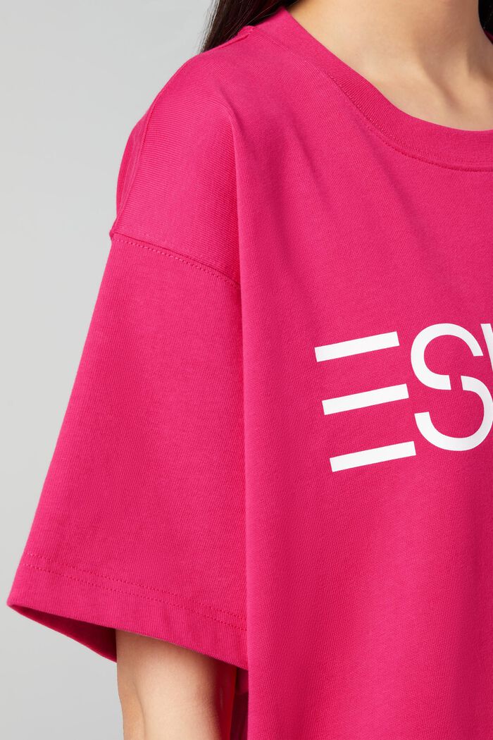 Unisex T-shirt with a logo print, PINK FUCHSIA, detail image number 4