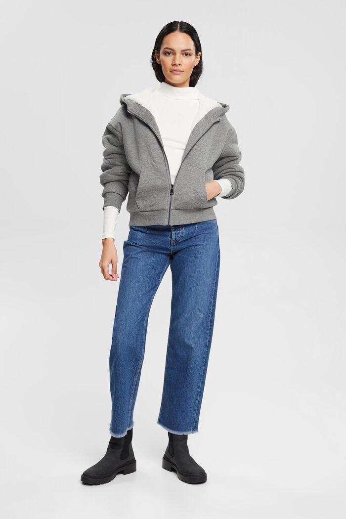 Fleece-lined zip hoody, MEDIUM GREY, detail image number 2