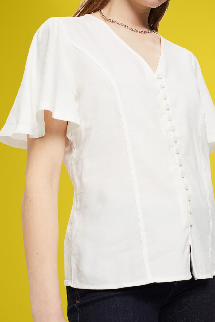 Waisted blouse with buttons, OFF WHITE, detail image number 2