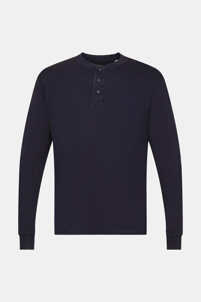 Long-sleeved top with buttons, NAVY, detail image number 6