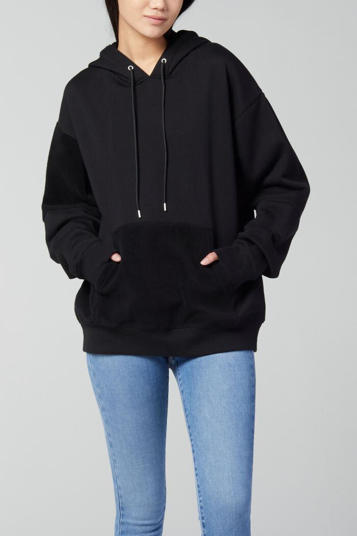 Unisex sweatshirt in a patchwork look, BLACK, detail image number 2
