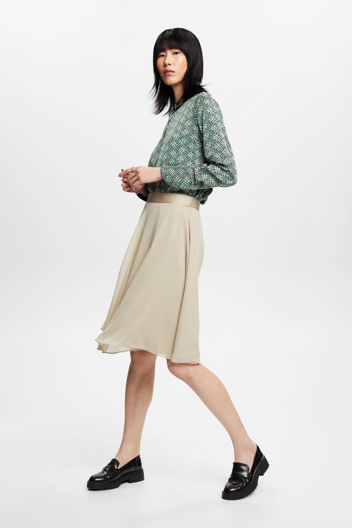Knee-length chiffon skirt, DUSTY GREEN, detail image number 4