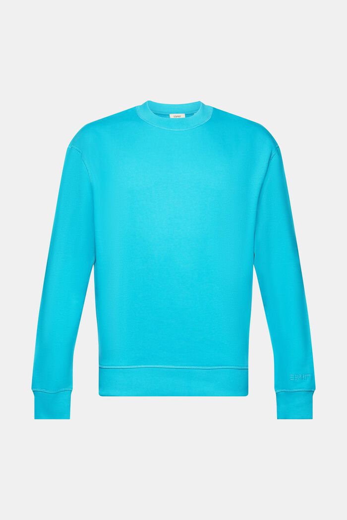 Sweatshirt with embroidered sleeve logo, AQUA GREEN, detail image number 6