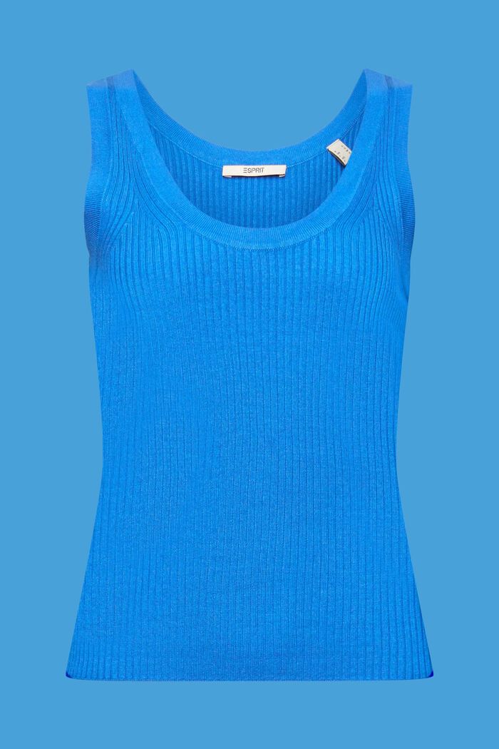 Ribbed, sleeveless jumper, linen blend, BRIGHT BLUE, detail image number 6