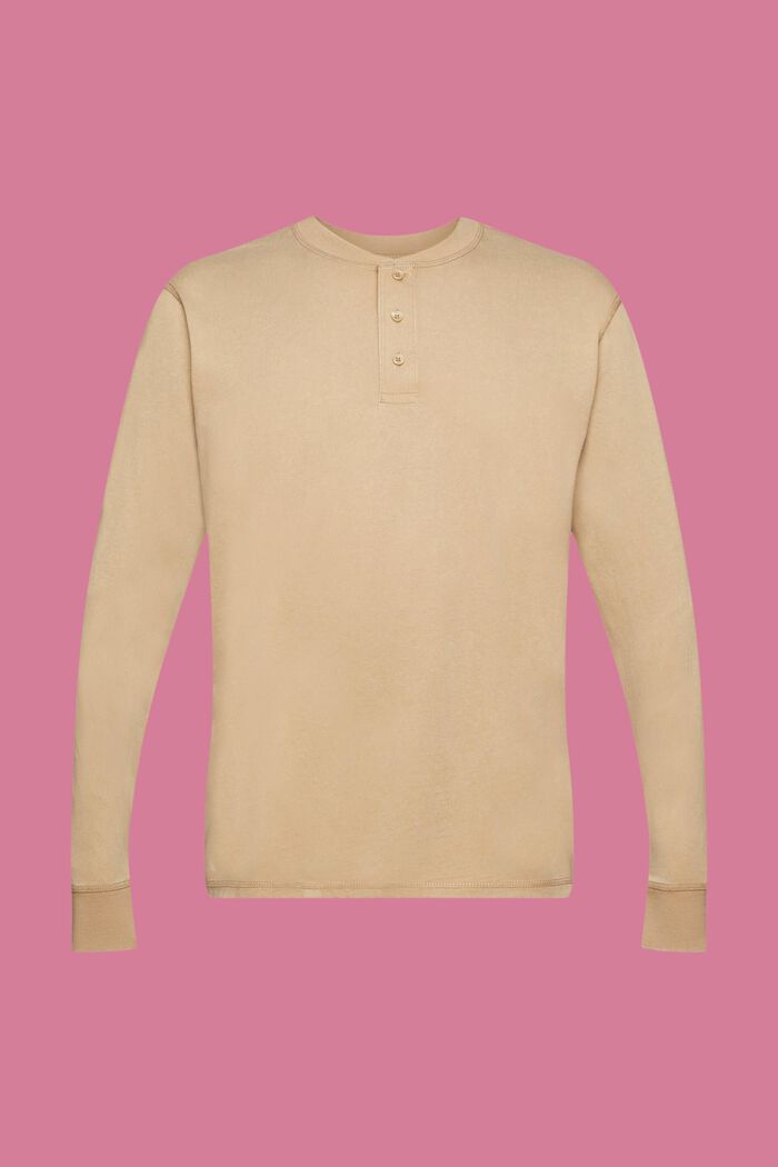 Long-sleeved top with buttons, KHAKI BEIGE, detail image number 6