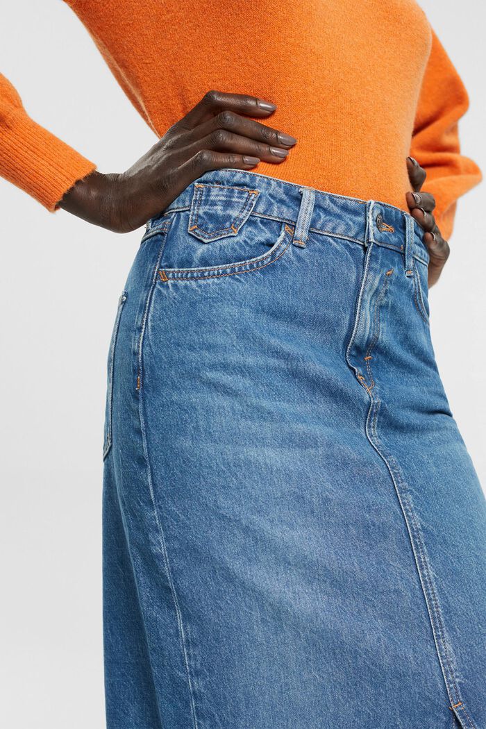 Denim skirt, organic cotton, BLUE MEDIUM WASHED, detail image number 0