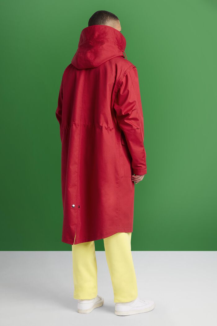 Detachable Sleeve Hooded Parka, DARK RED, detail image number 3