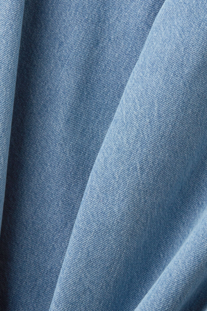 Patterned cropped jeans, 100% cotton, BLUE LIGHT WASHED, detail image number 6