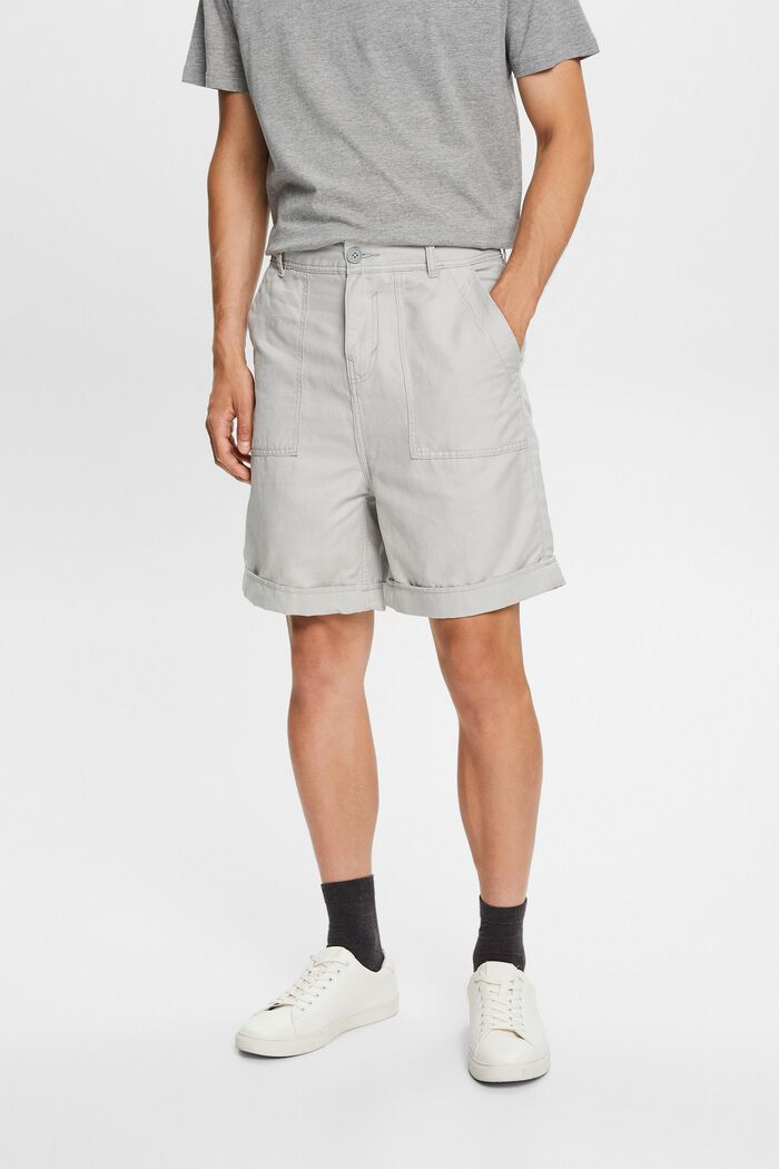 Bermuda shorts, cotton-linen blend, LIGHT GREY, detail image number 0