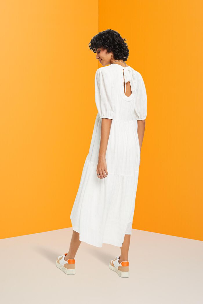 Lightweight midi dress with balloon sleeves, OFF WHITE, detail image number 3