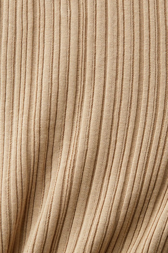 Seamless Rib-Knit Polo Cardigan, BEIGE, detail image number 5