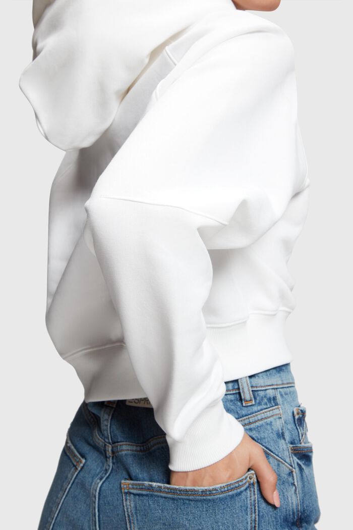 Cropped logo hoodie, WHITE, detail image number 3
