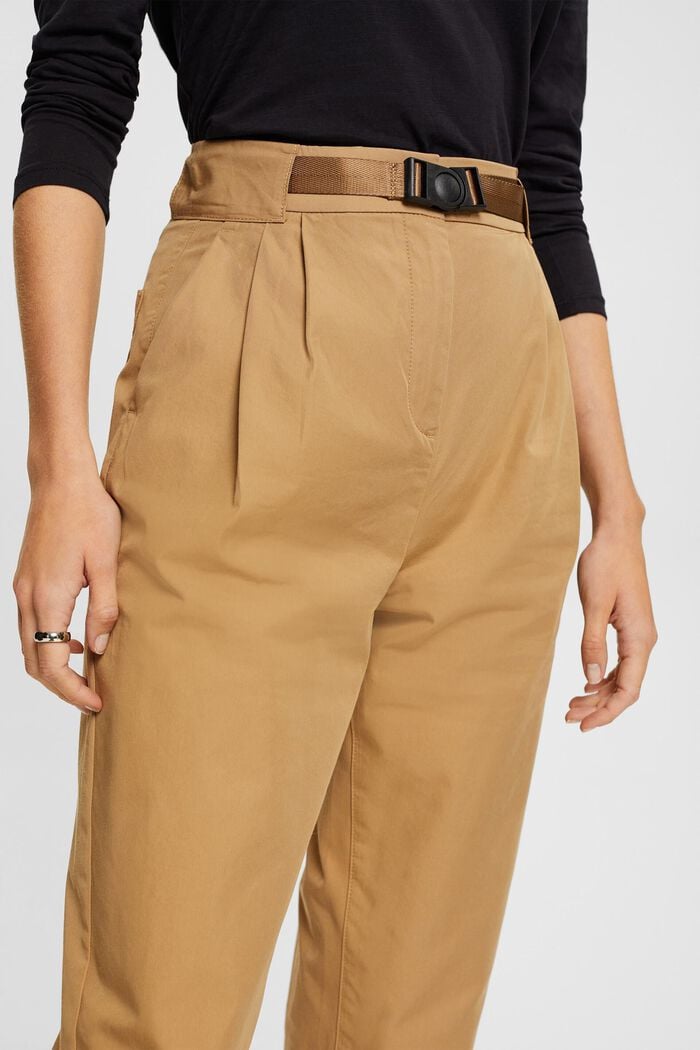 Balloon fit trousers with elasticated hem, KHAKI BEIGE, detail image number 2