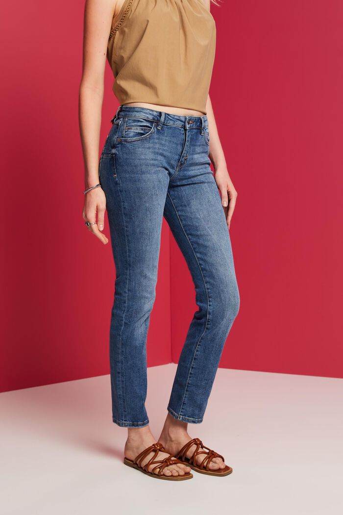 Mid-Rise Straight Jeans, BLUE MEDIUM WASH, detail image number 0