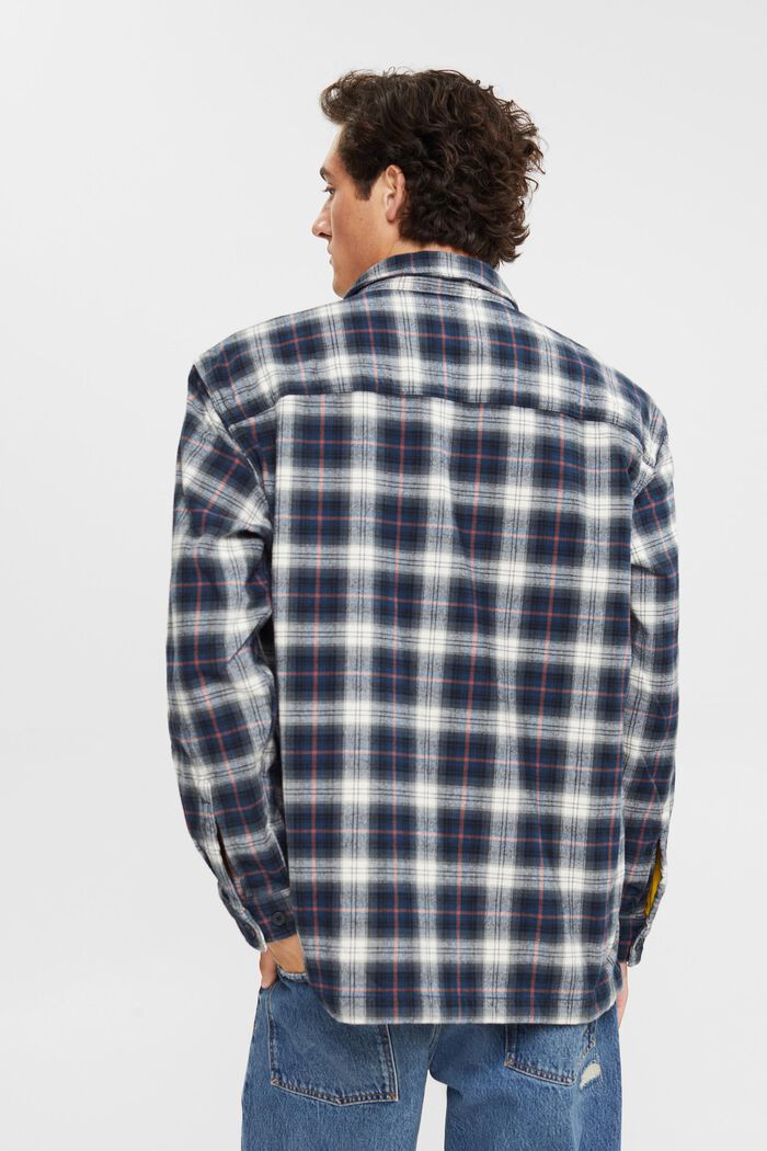 Pure cotton oversized shirt with checked pattern, PETROL BLUE, detail image number 3