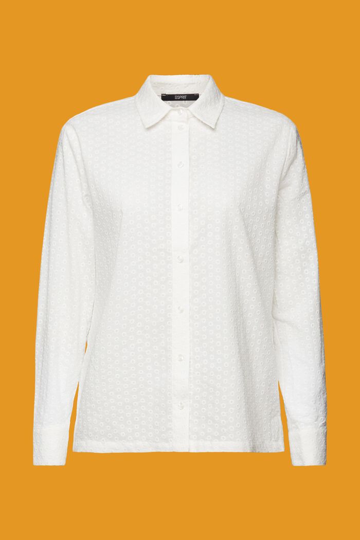 Embroidered shirt blouse, 100% cotton, WHITE, detail image number 5