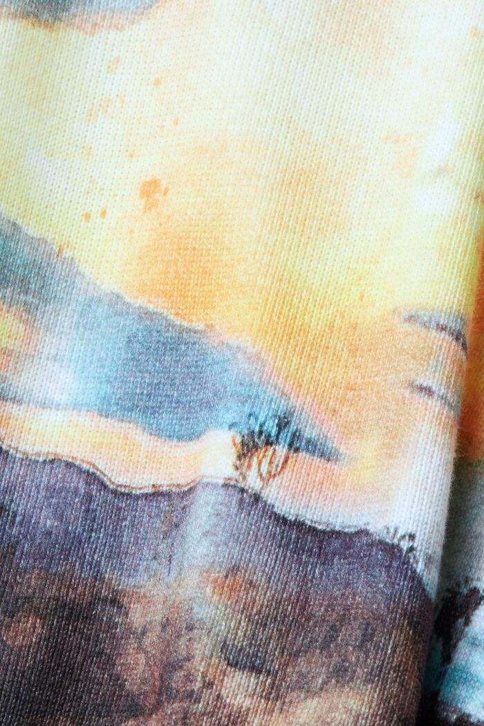 All-over landscape digital print cropped sweater, DARK BLUE, detail image number 1