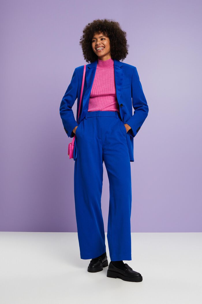 Textured Knit Tuxedo Blazer, Organic Cotton, BRIGHT BLUE, detail image number 1