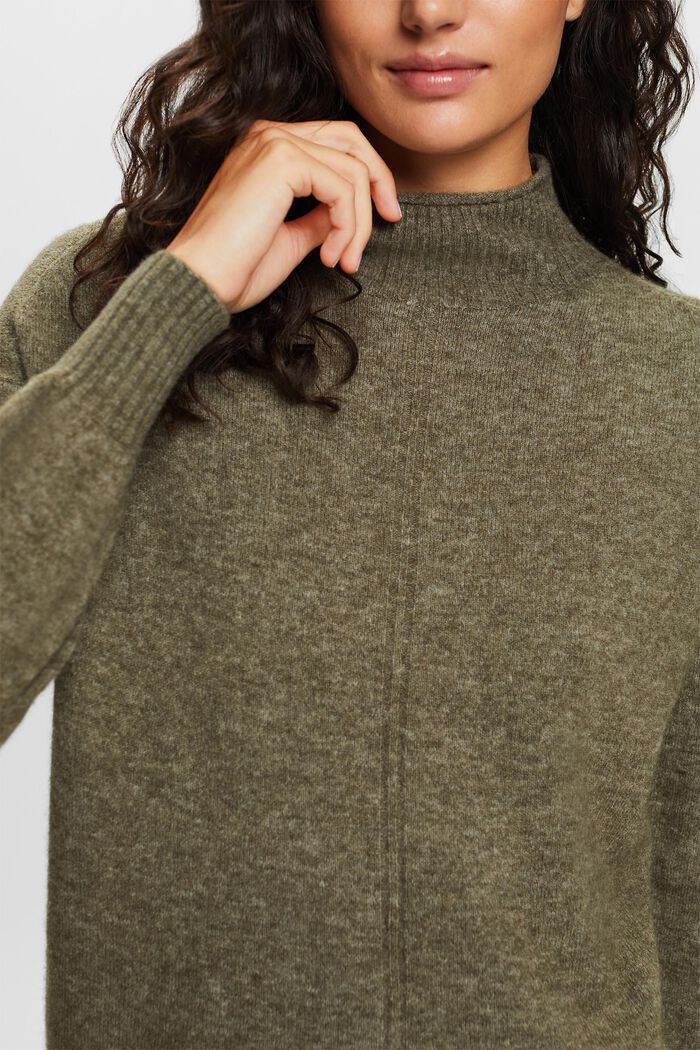 Mockneck Sweater, KHAKI GREEN, detail image number 3